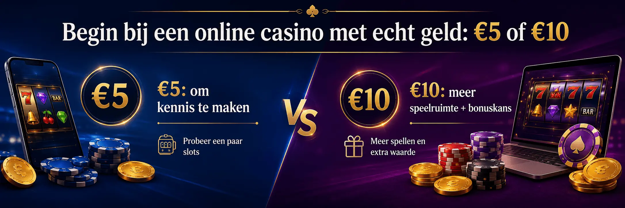 Begin bij een online casino met echt geld: 5 of 10 euro image